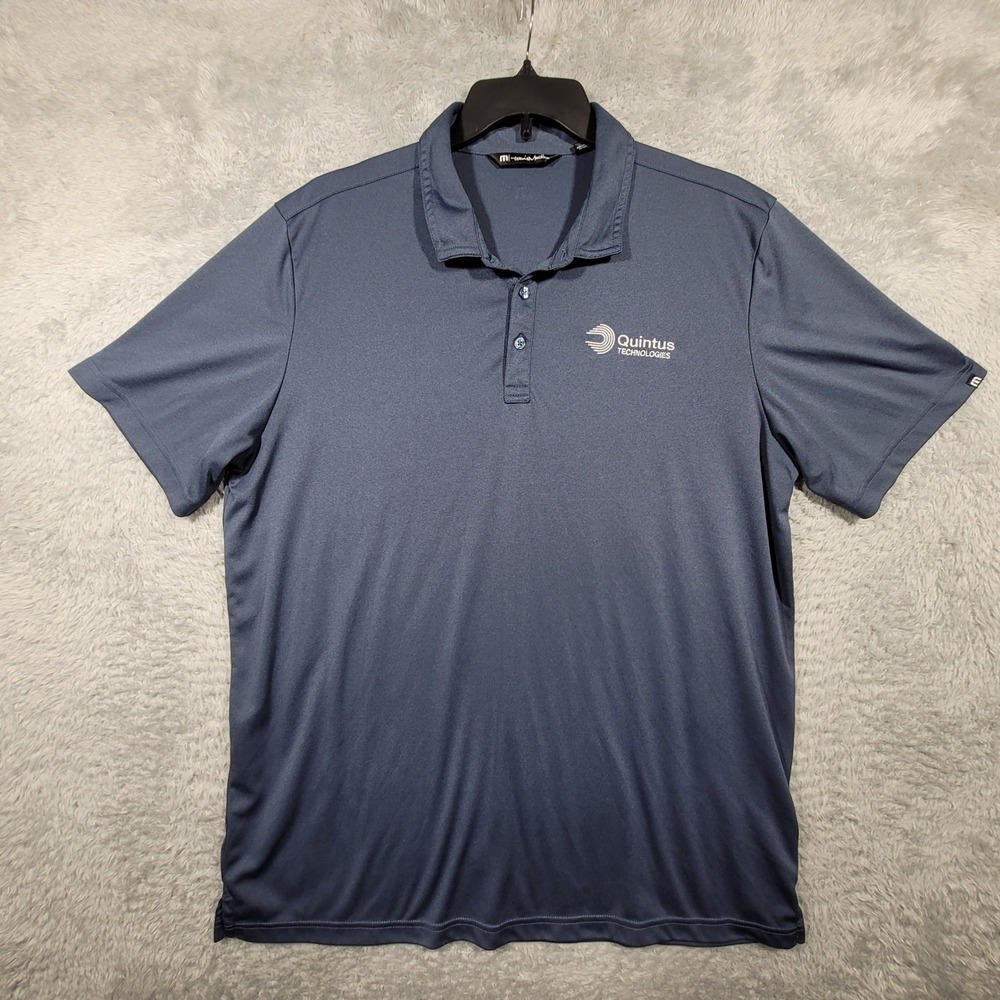 Travis‎ Mathew XXL Polo Shirt Quintus Technologies Blue Gray Golf Athletic Mens